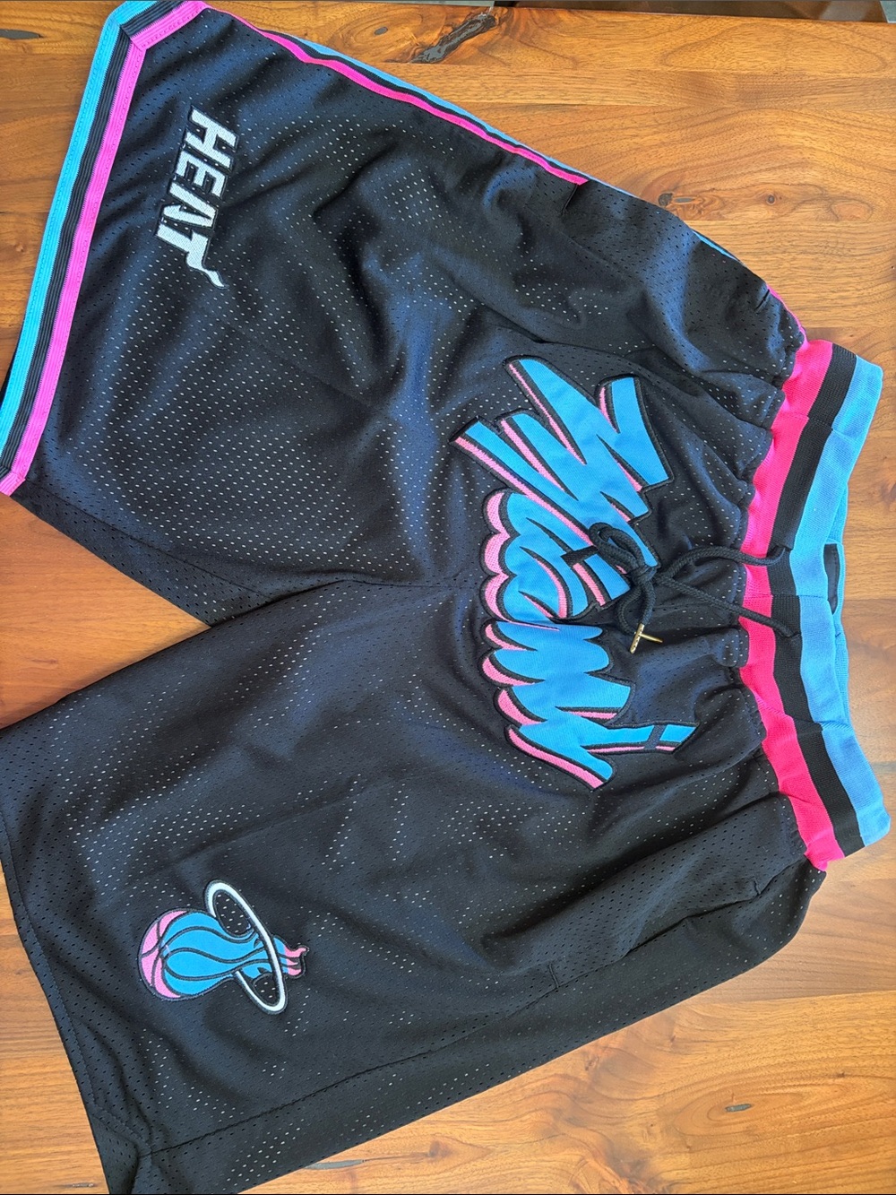 Just Don Light Blue Waistband Basketball Shorts with Black & Pink Accents